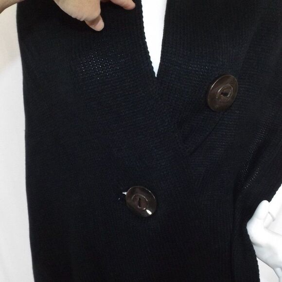 WRAP/SCARF, 18 x 66, Black Knit, Jumbo Buttons, Wide, Covers shoulders - Picture 9 of 9